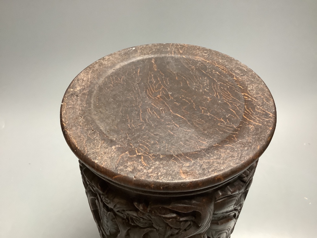 A Chinese cylindrical composition brushpot, height 30cm